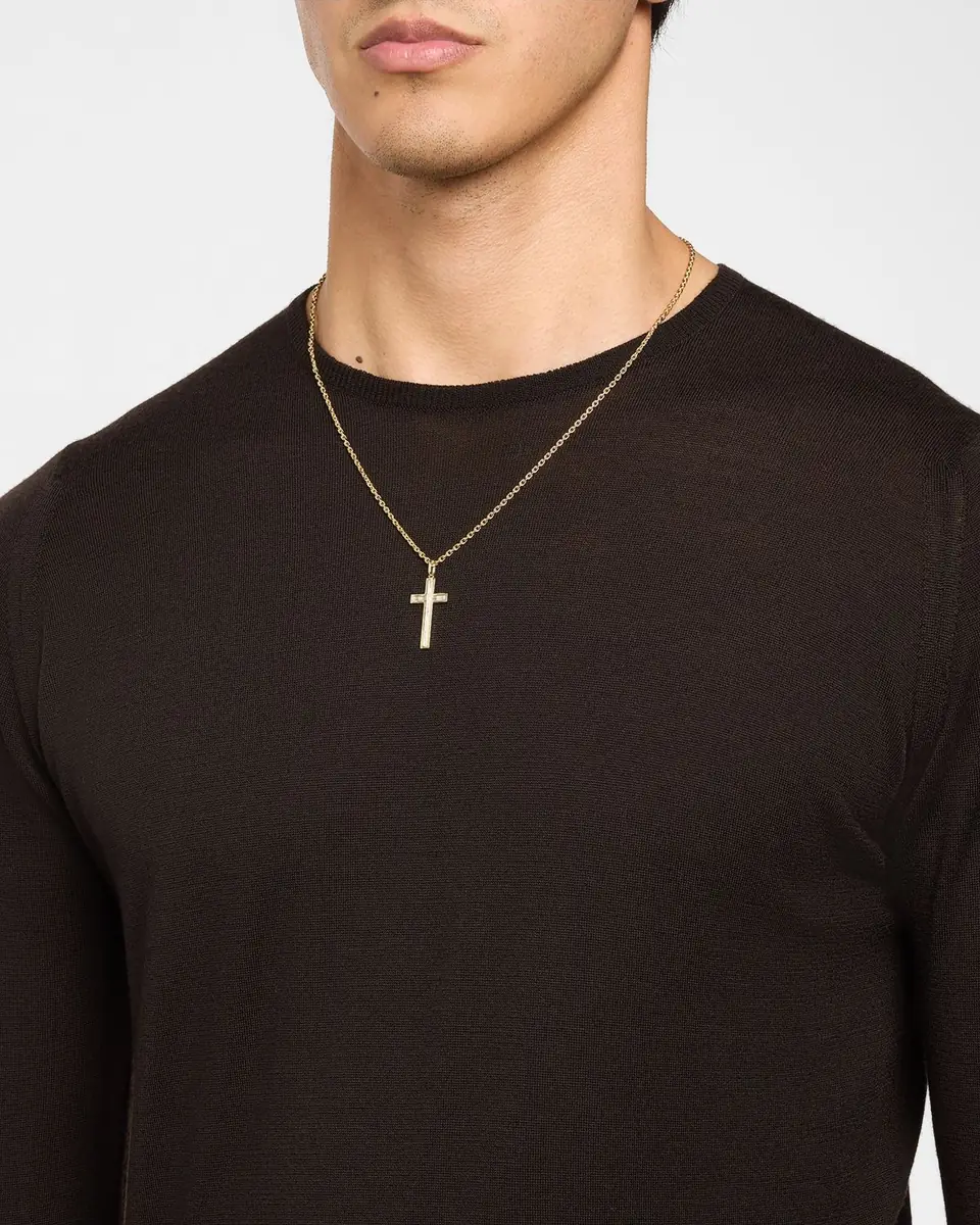 Sydney Evan Men's 14K Gold Diamond Baguette Cross Pendant | Thumbnail 2 Sydney Evan Men's 14K Gold Diamond Baguette Cross Pendant | Thumbnail 2