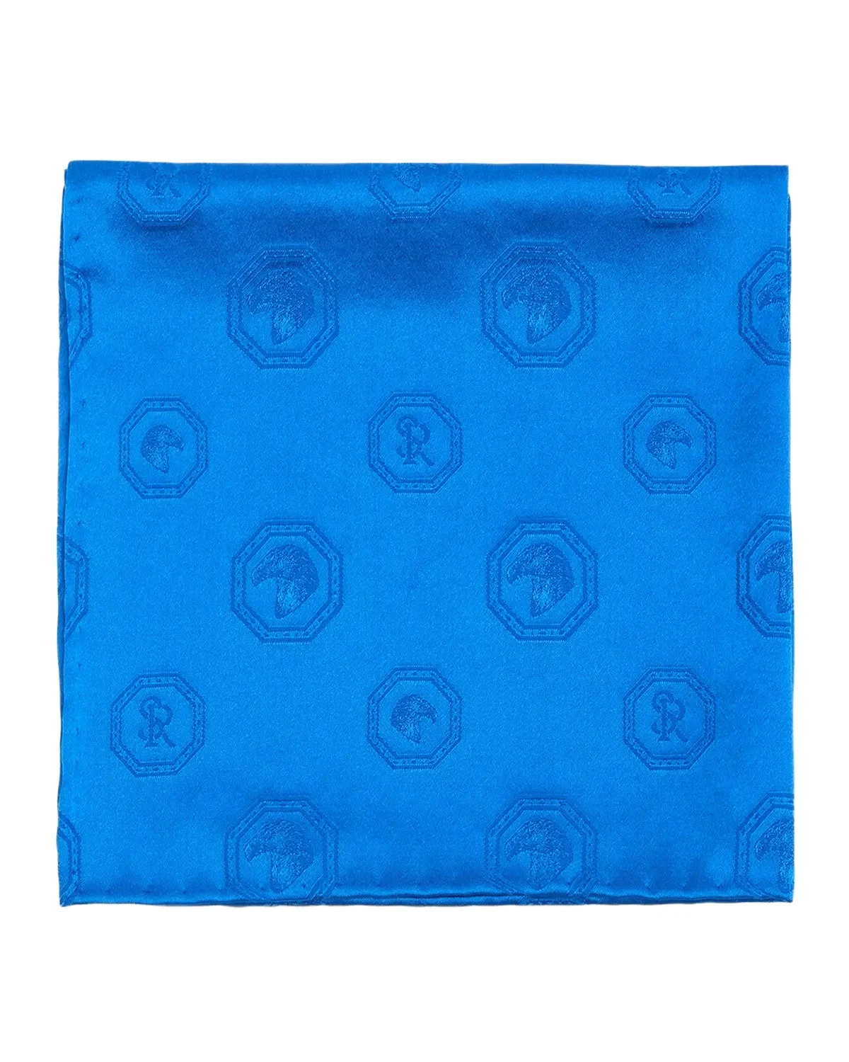 Men's Tonal Jacquard Logo Silk Pocket Square