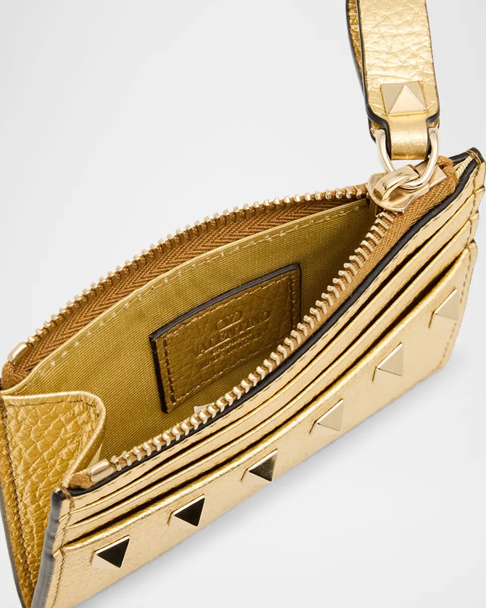Valentino Garavani Rockstud Metallic Leather Card Case | Thumbnail 4 Valentino Garavani Rockstud Metallic Leather Card Case | Thumbnail 4