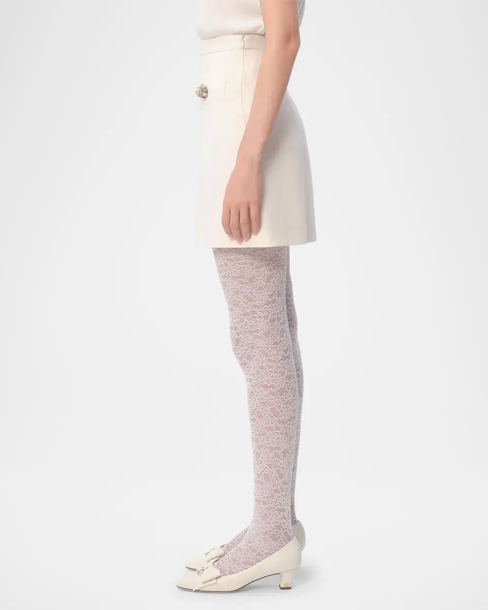 Valentino Garavani Brooch Wool Mini Skirt | Thumbnail 3