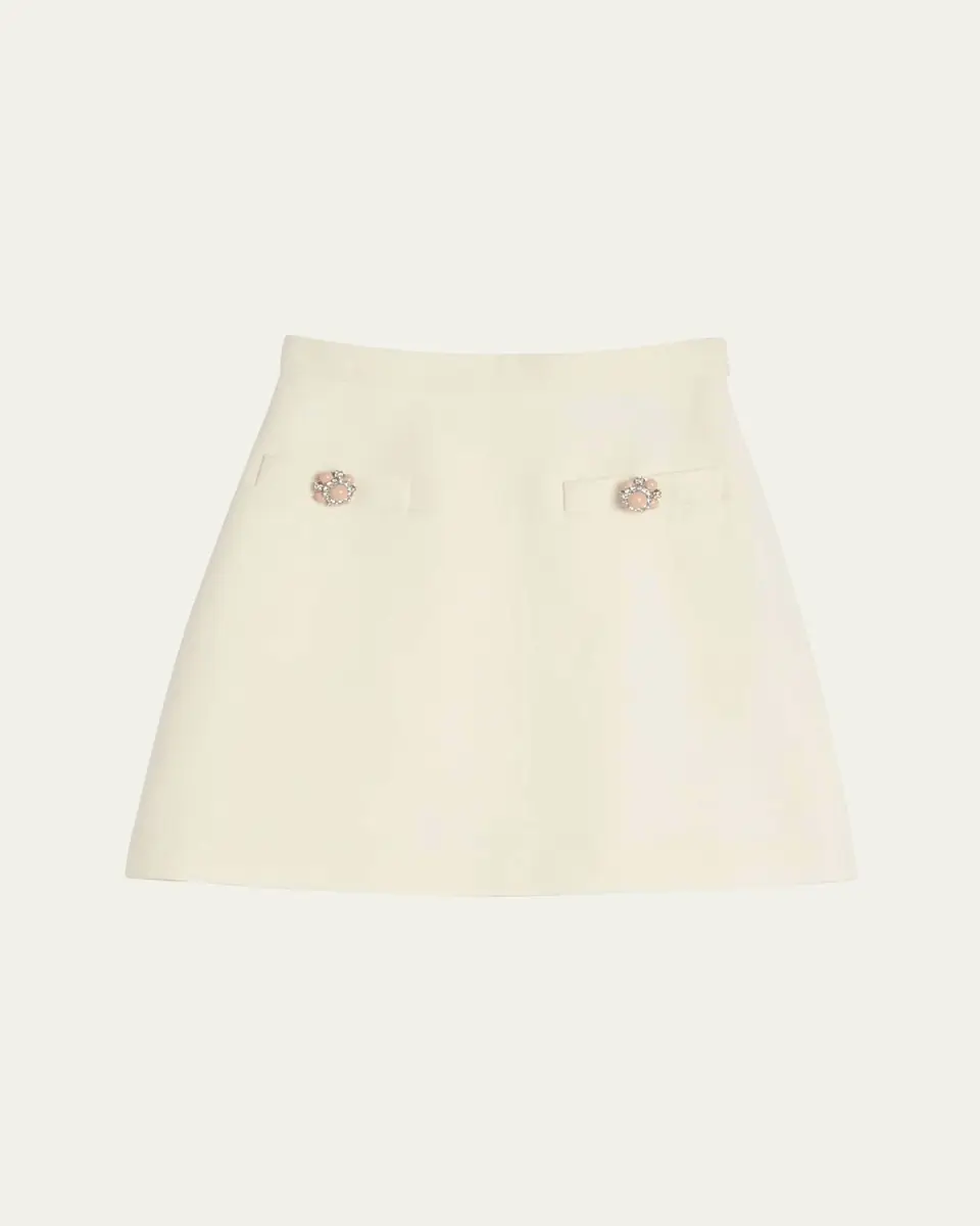 Valentino Garavani Brooch Wool Mini Skirt | Thumbnail 5