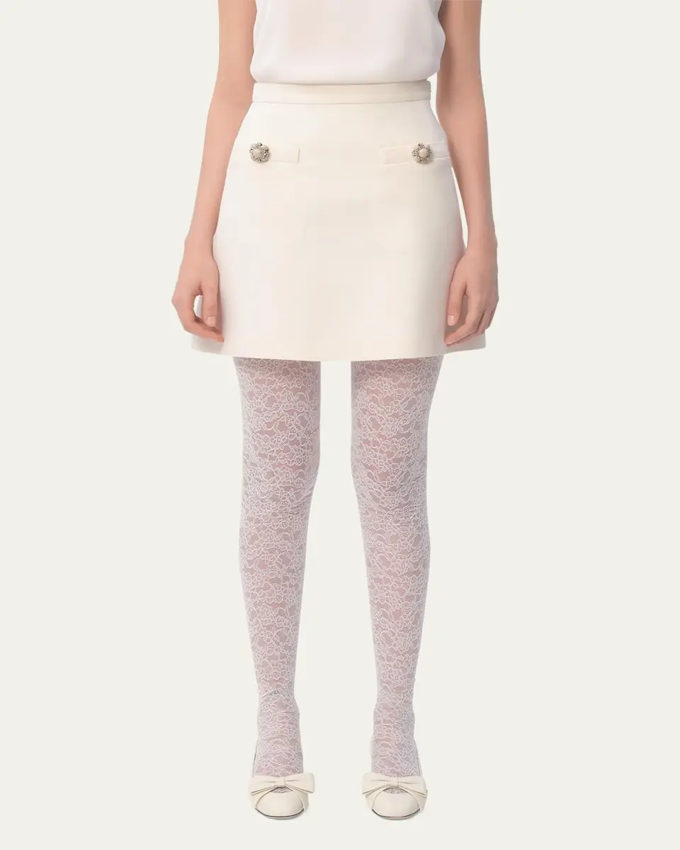 Valentino Garavani Brooch Wool Mini Skirt | Thumbnail 6