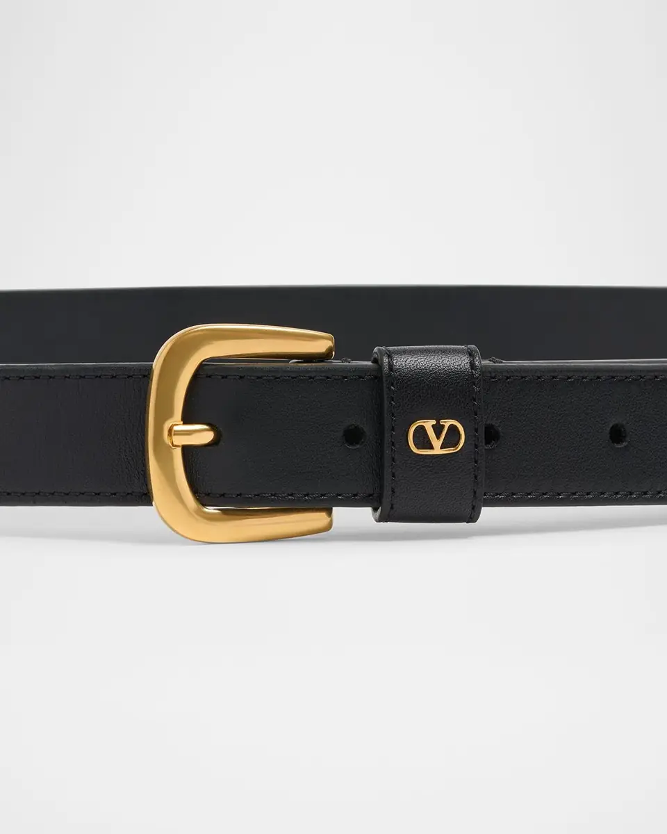 Valentino Garavani Men's Mini VLogo Leather Belt | Thumbnail 2 Valentino Garavani Men's Mini VLogo Leather Belt | Thumbnail 2