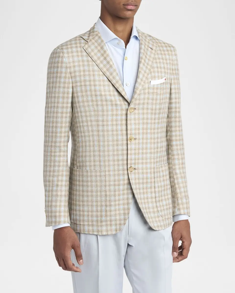 Kiton Men's Cashmere-Blend Check Sport Coat | Thumbnail 3 Kiton Men's Cashmere-Blend Check Sport Coat | Thumbnail 3