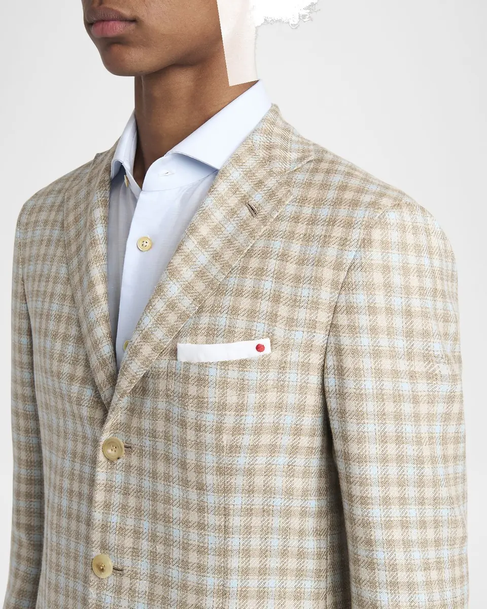 Kiton Men's Cashmere-Blend Check Sport Coat | Thumbnail 5 Kiton Men's Cashmere-Blend Check Sport Coat | Thumbnail 5