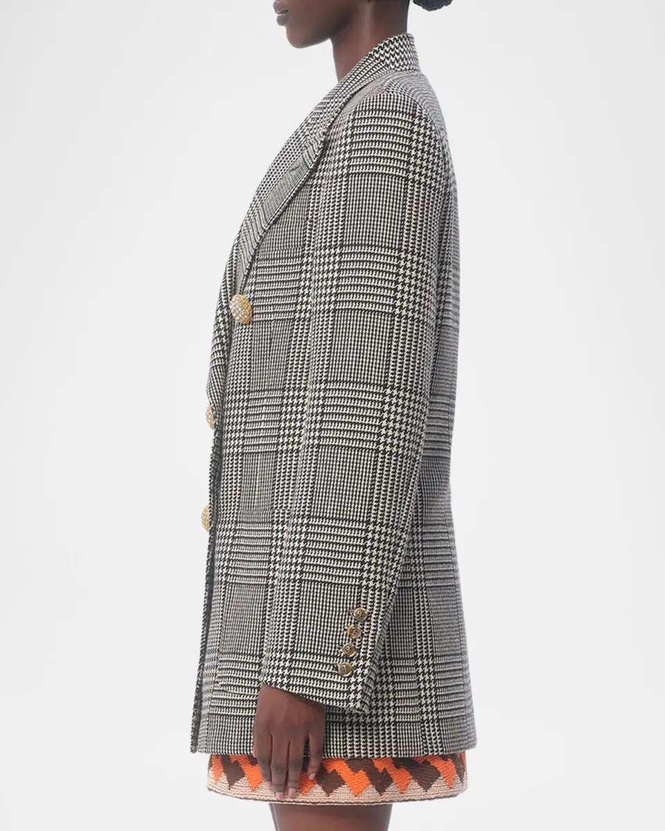 Valentino Garavani Houndstooth Wool Double-Breasted Jacket | Thumbnail 4