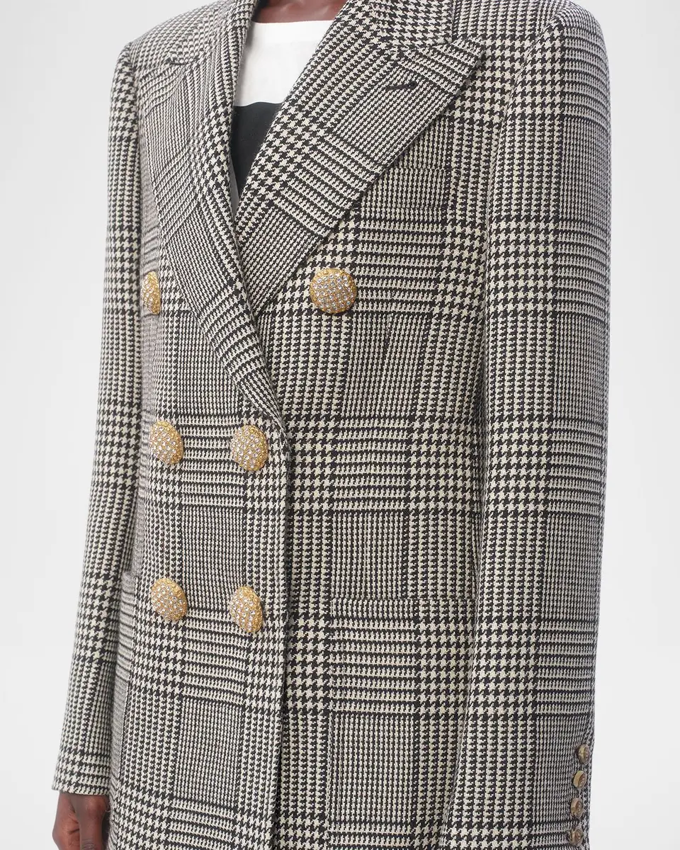 Valentino Garavani Houndstooth Wool Double-Breasted Jacket | Thumbnail 5