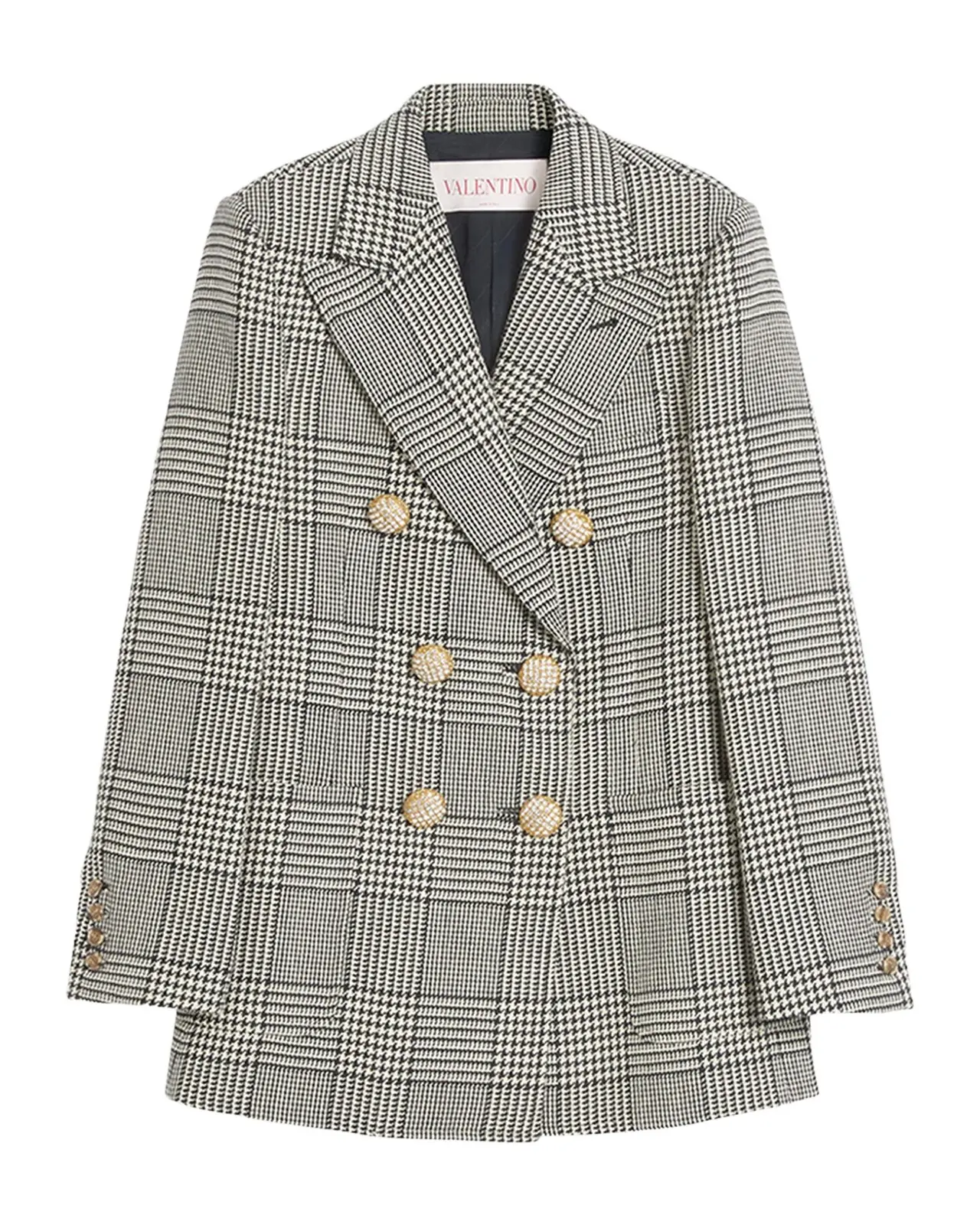 Houndstooth Wool Double-Breasted Jacket Houndstooth Wool Double-Breasted Jacket