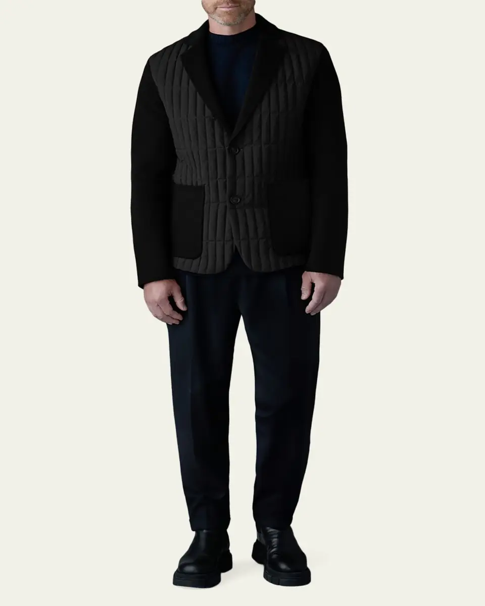 Mackage Men's John Vertical Quilted Mixed-Media Blazer | Thumbnail 2 Mackage Men's John Vertical Quilted Mixed-Media Blazer | Thumbnail 2