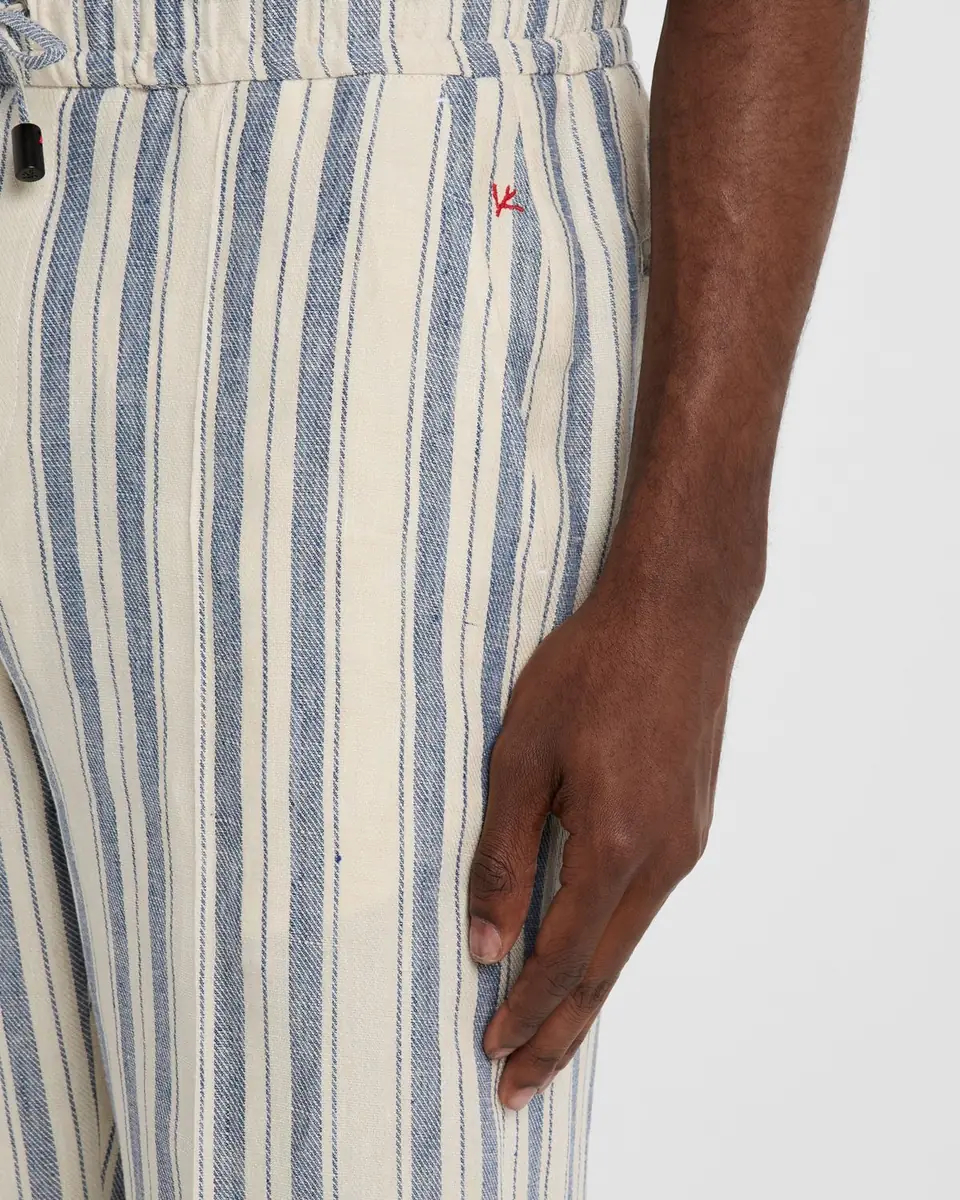 Isaia Men's Linen Multi-Stripe Pull-On Pants | Thumbnail 5
