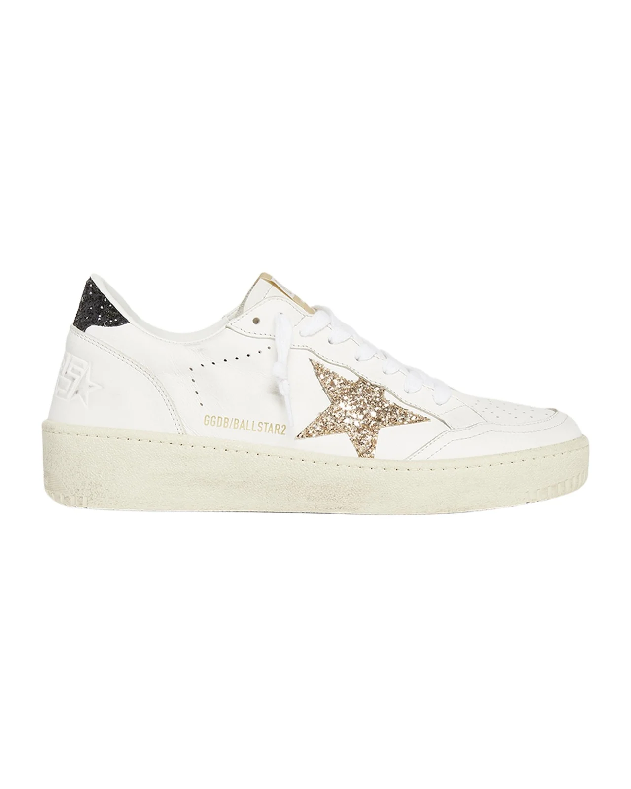 Golden Goose Ball Star Leather Glitter Low-Top Sneakers