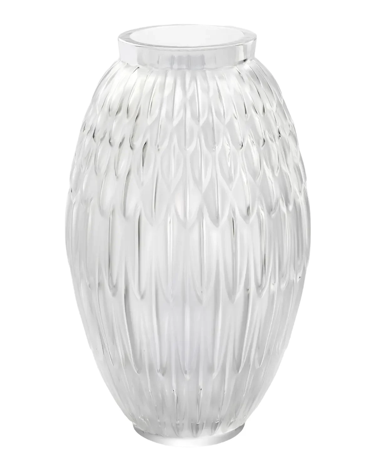 Lalique Plumes Large Lead-Free Crystal Vase