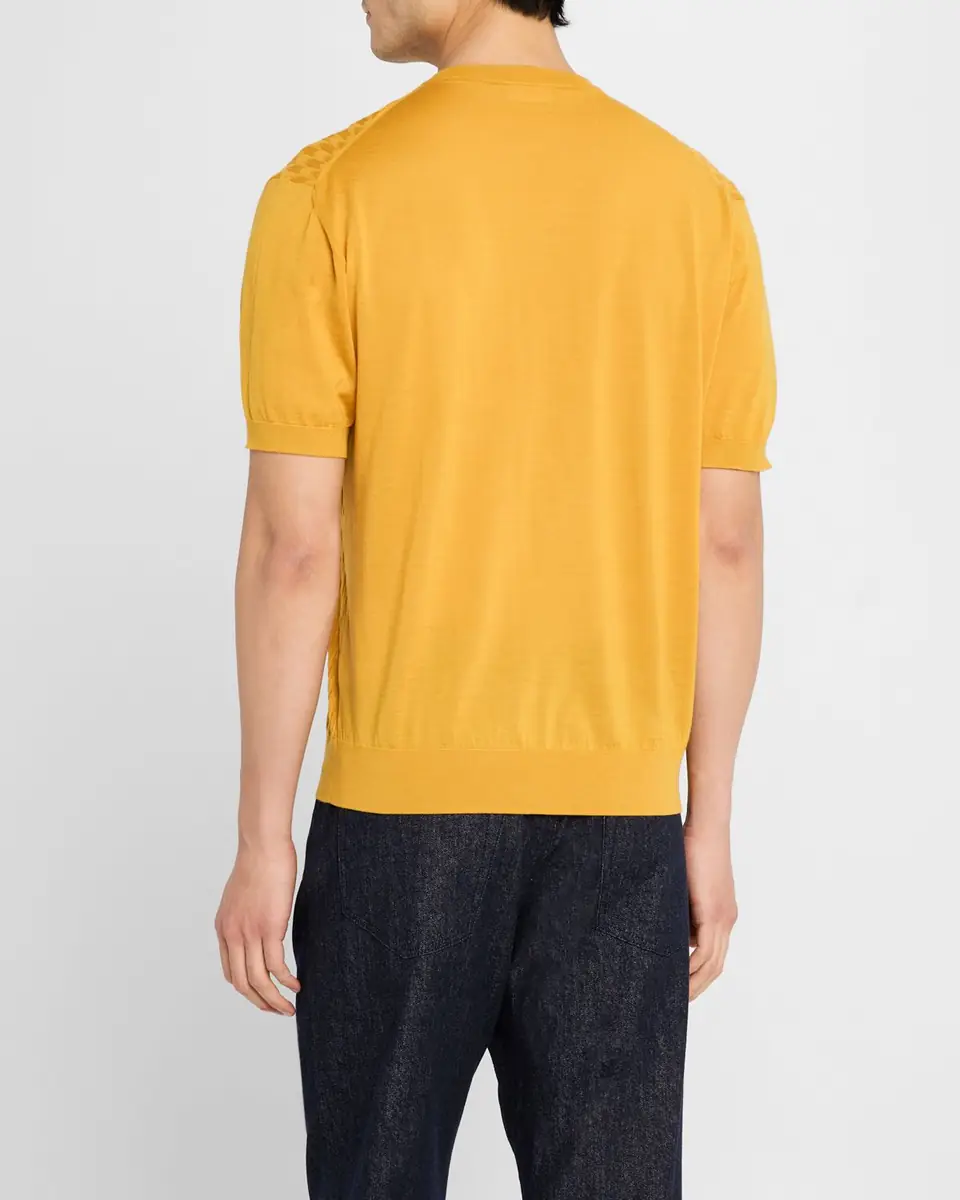 Stefano Ricci Men's Cashmere Short-Sleeve Crewneck Sweater | Thumbnail 2