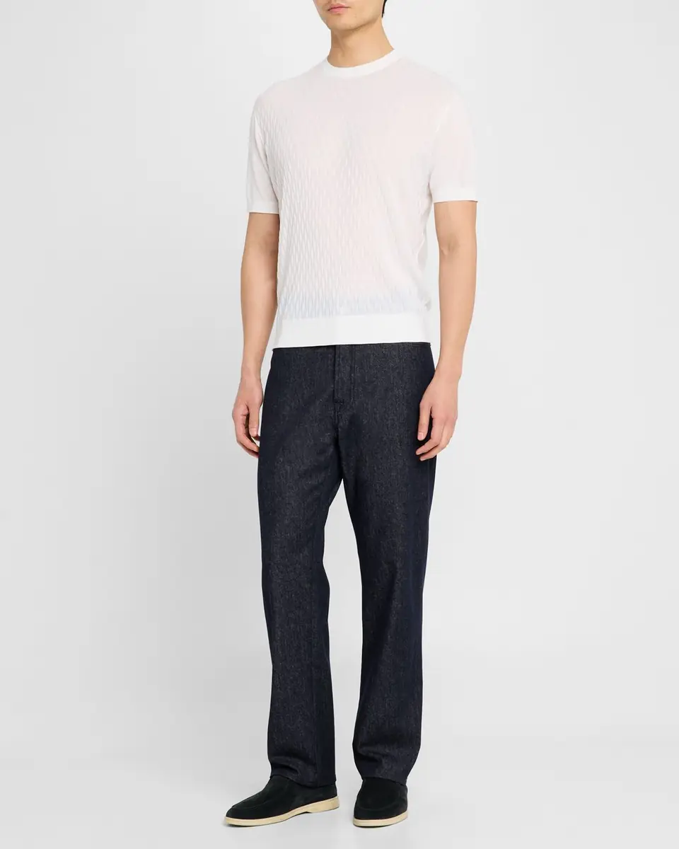 Stefano Ricci Men's Cashmere Short-Sleeve Crewneck Sweater | Thumbnail 11