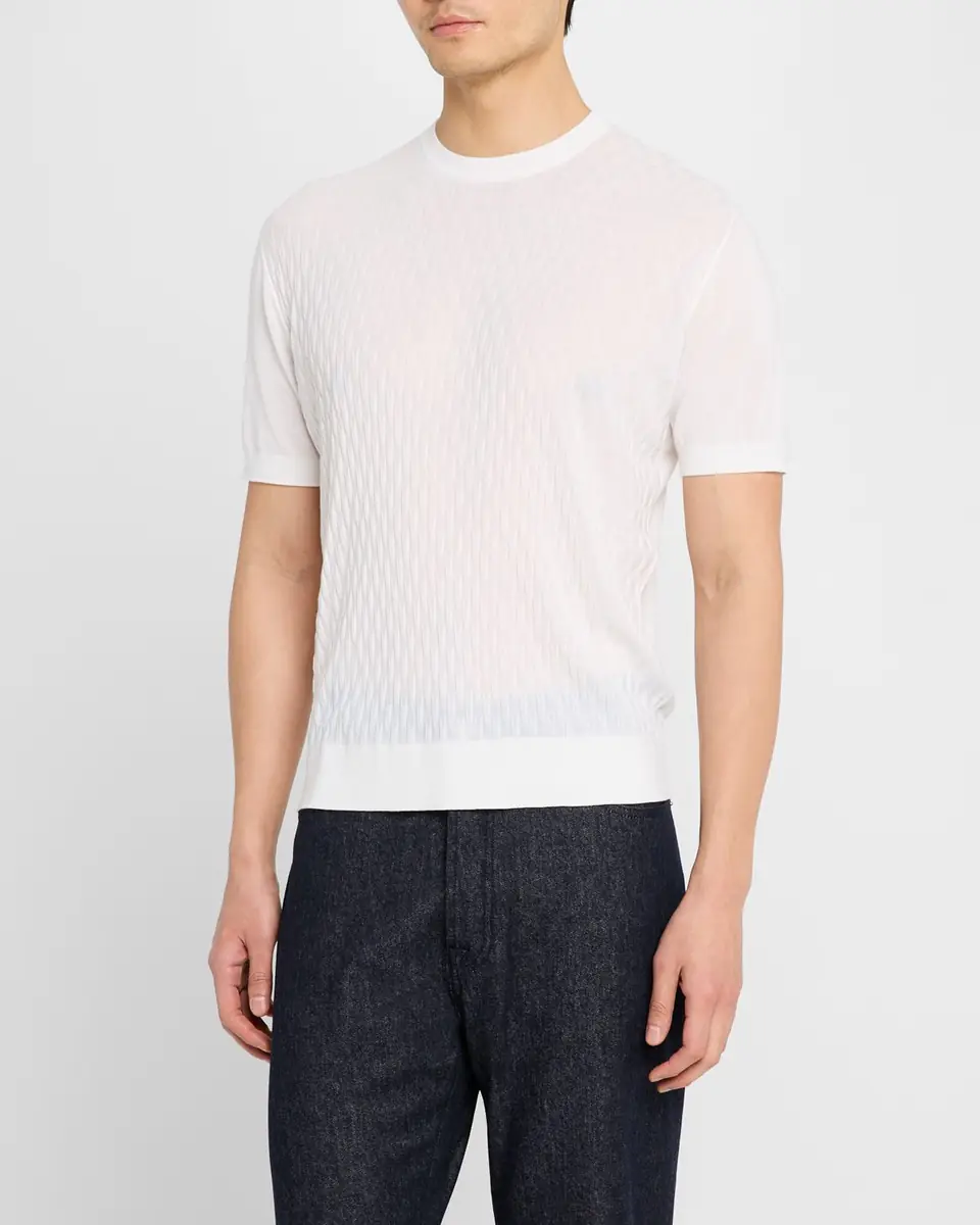 Stefano Ricci Men's Cashmere Short-Sleeve Crewneck Sweater | Thumbnail 13