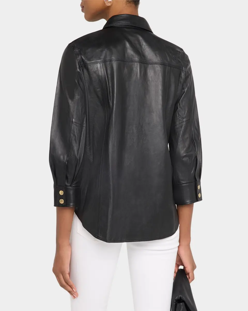 L'Agence Avina Leather Blouse | Thumbnail 3