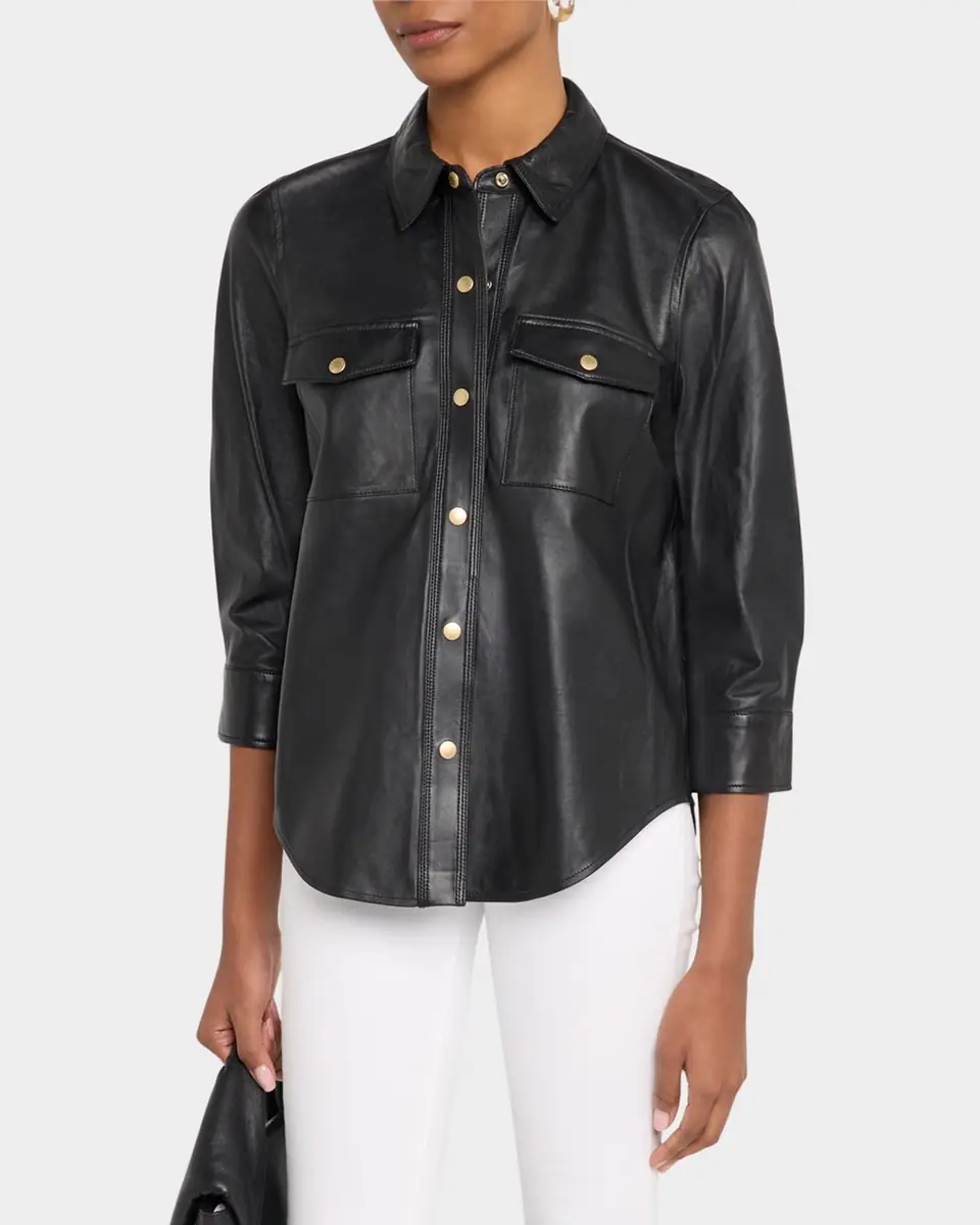 L'Agence Avina Leather Blouse | Thumbnail 4