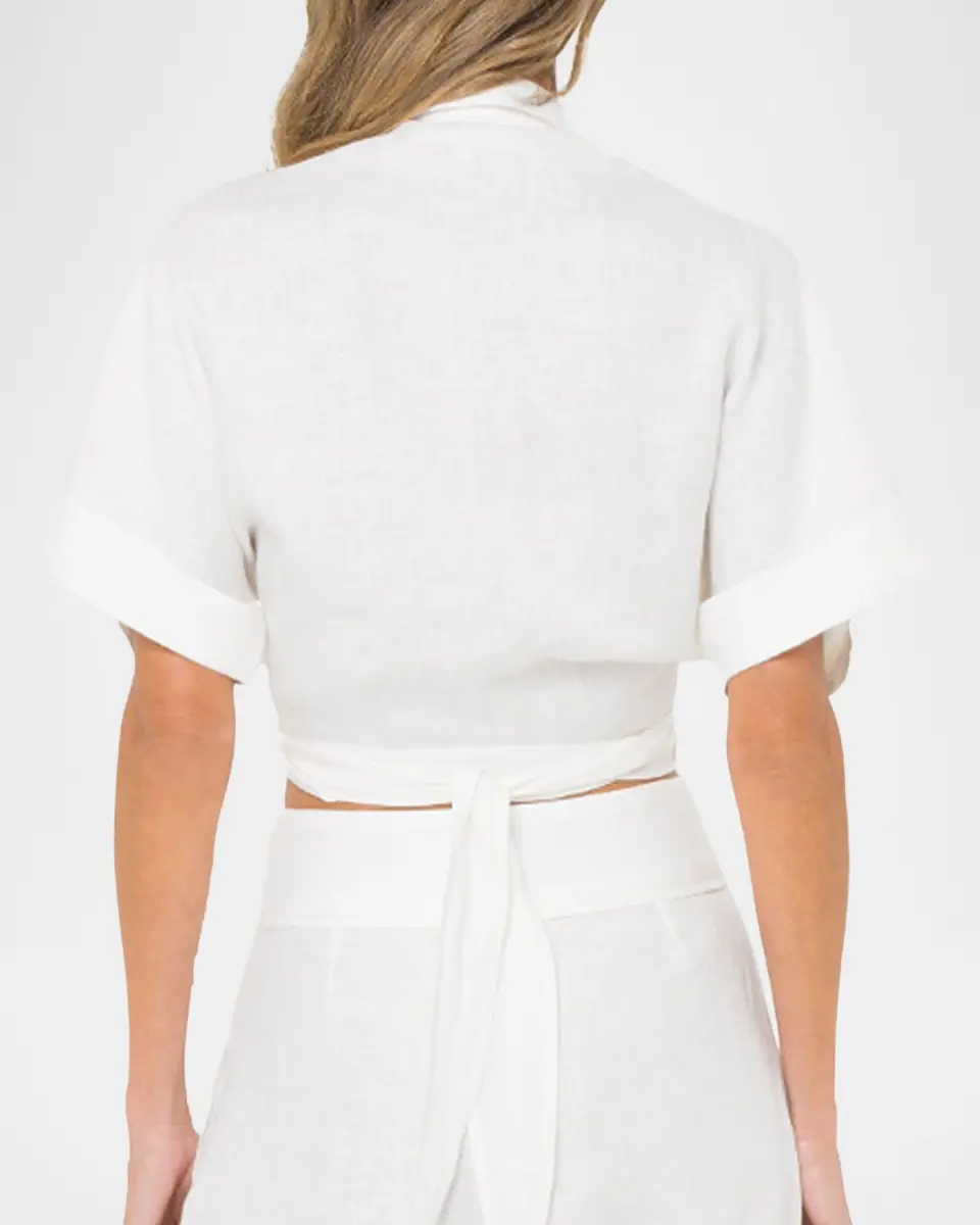 JBQ Chiara Linen-Blend Wrap Top | Thumbnail 2