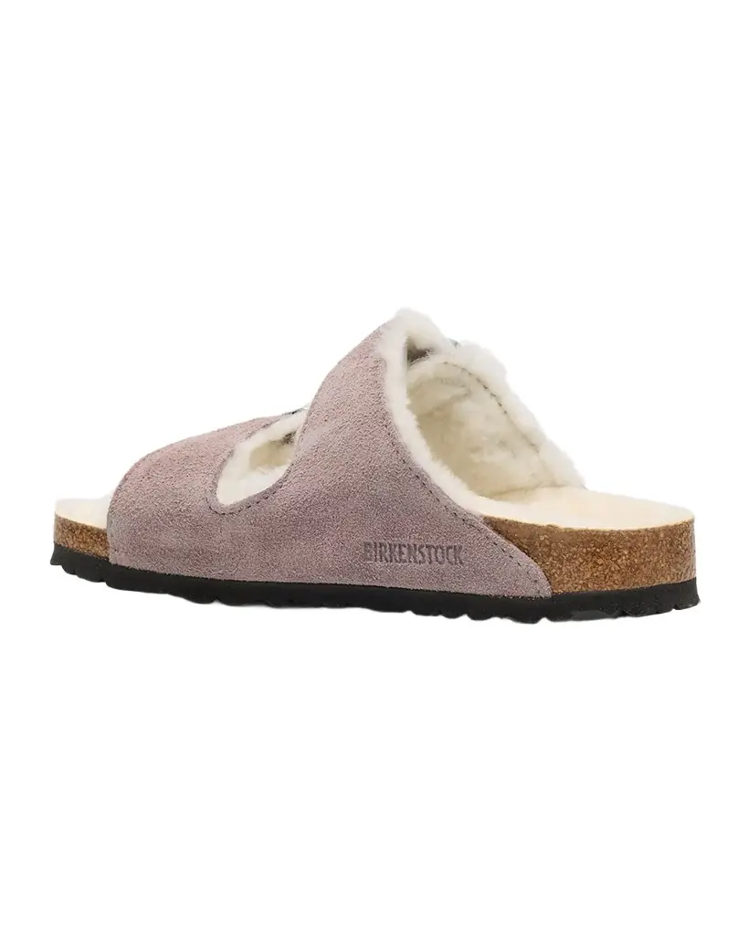 BIRKENSTOCK Arizona Suede Shearling Dual-Buckle Slide Sandals | Image 1 BIRKENSTOCK Arizona Suede Shearling Dual-Buckle Slide Sandals | Image 1