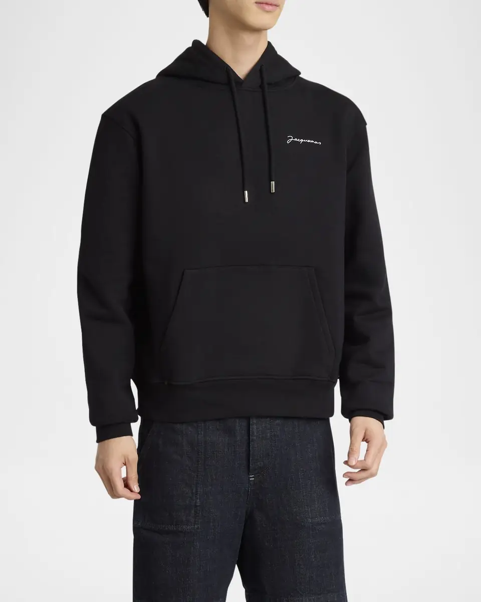 Jacquemus Men's Brode Embroidered Logo Hoodie | Thumbnail 2 Jacquemus Men's Brode Embroidered Logo Hoodie | Thumbnail 2