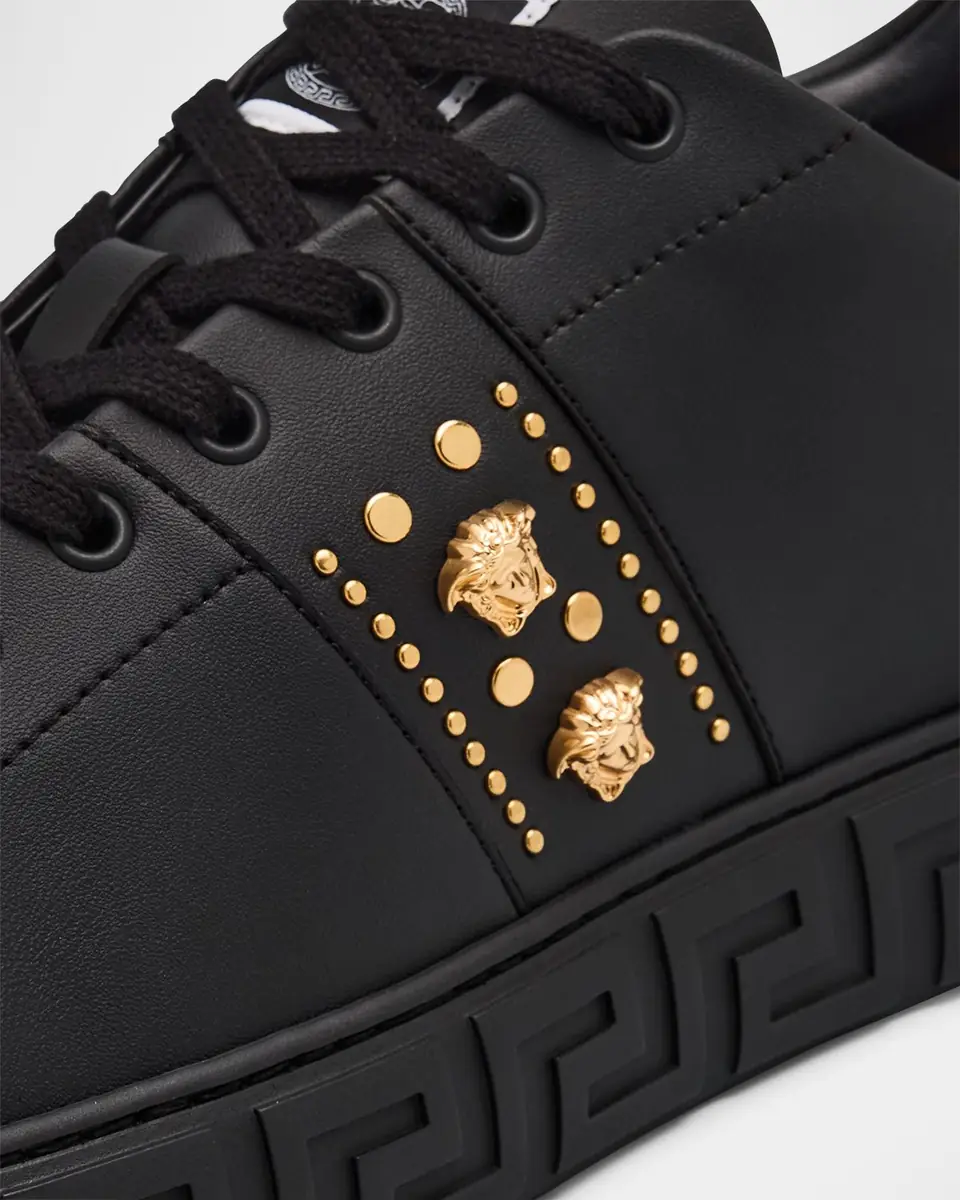 Versace Men's La Greca Leather Low-Top Sneakers | Thumbnail 4 Versace Men's La Greca Leather Low-Top Sneakers | Thumbnail 4