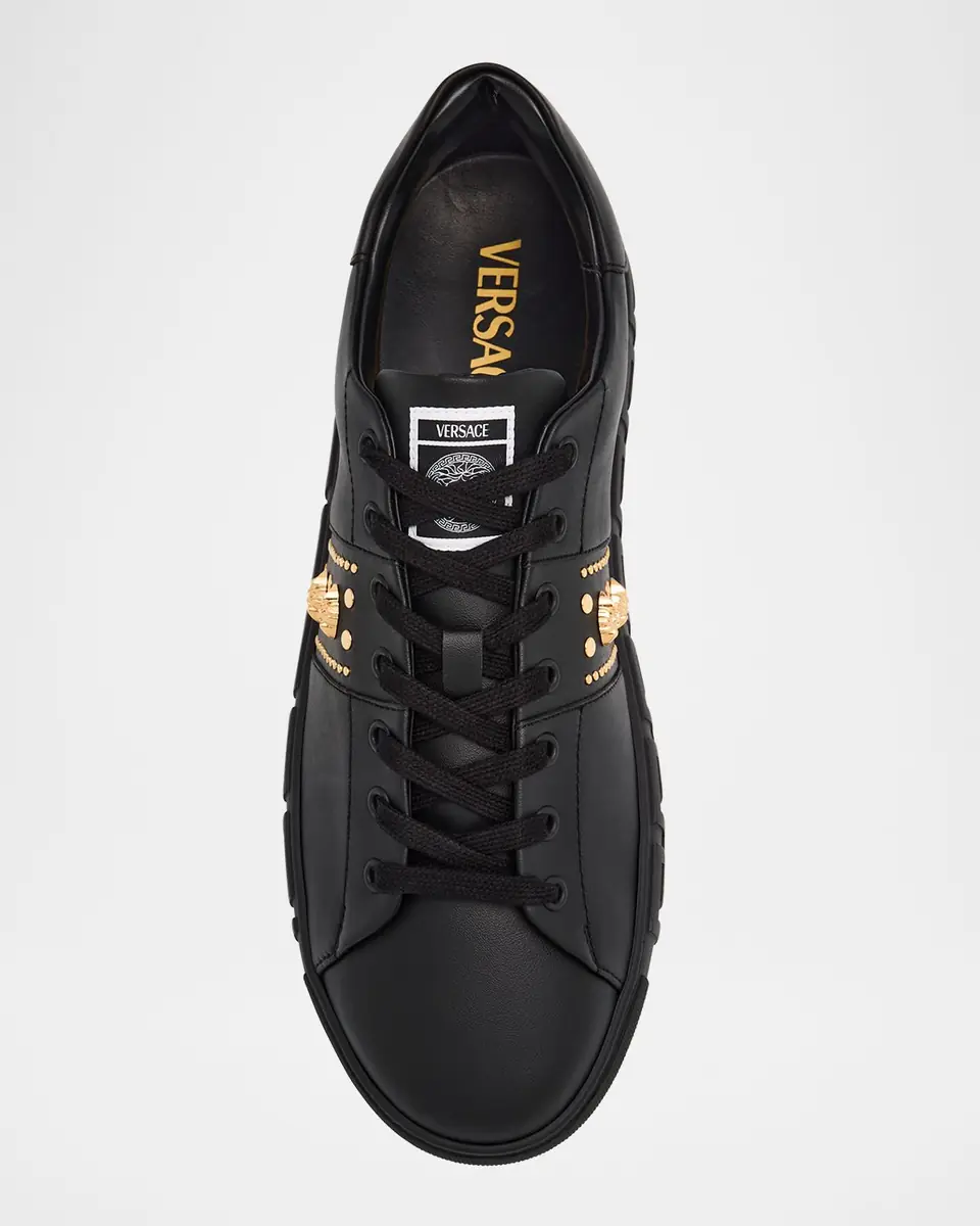 Versace Men's La Greca Leather Low-Top Sneakers | Thumbnail 5 Versace Men's La Greca Leather Low-Top Sneakers | Thumbnail 5