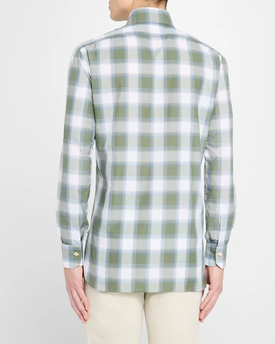 Kiton Men's Check Sport Shirt | Thumbnail 2
