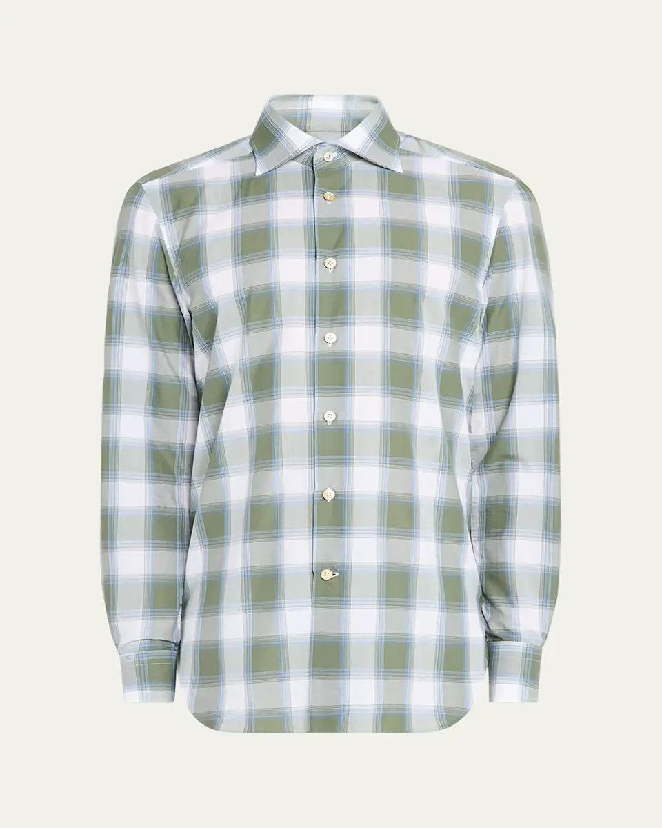 Kiton Men's Check Sport Shirt | Thumbnail 5