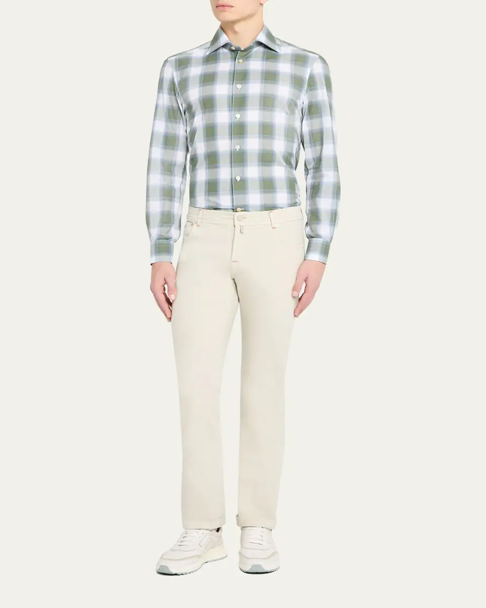 Kiton Men's Check Sport Shirt | Thumbnail 6