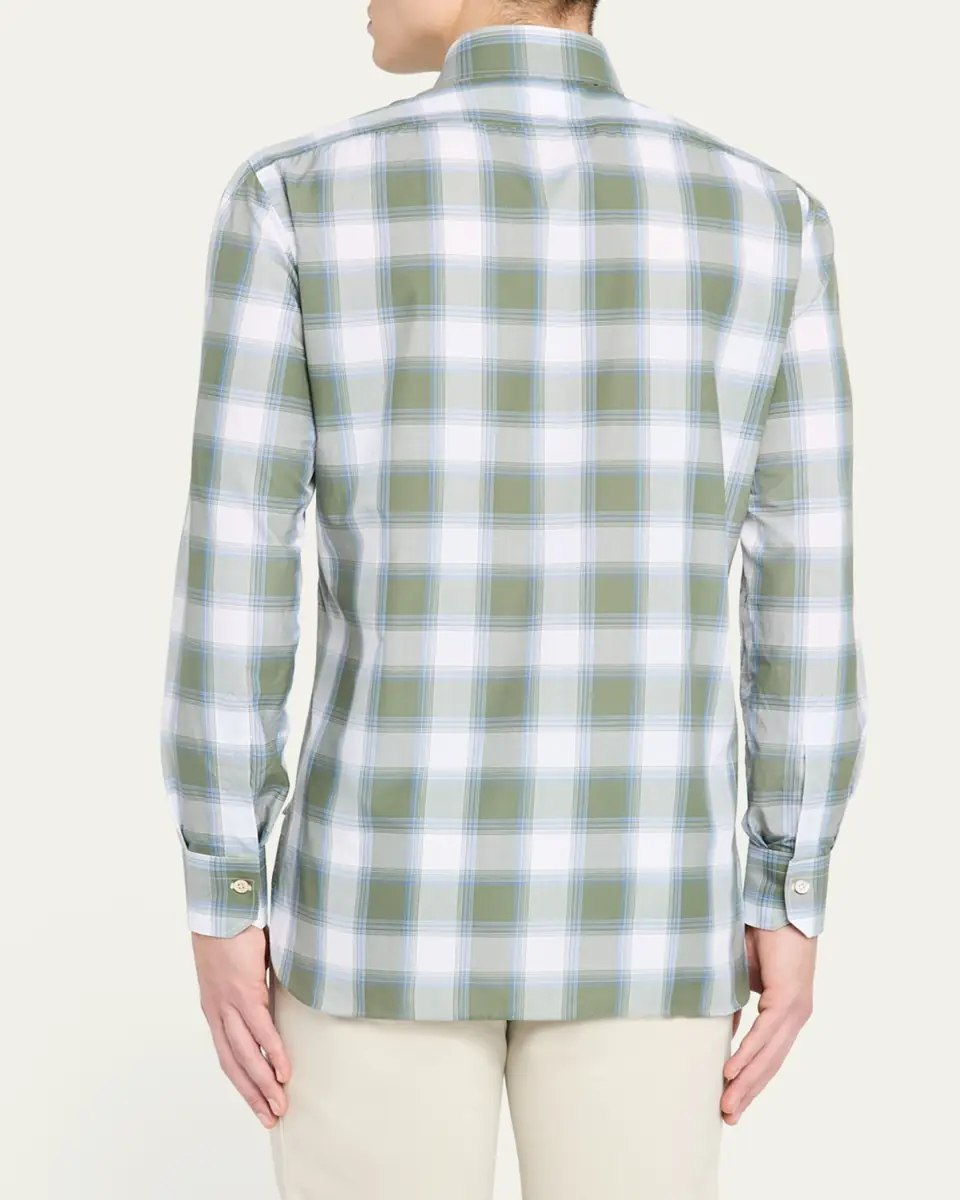 Kiton Men's Check Sport Shirt | Thumbnail 7