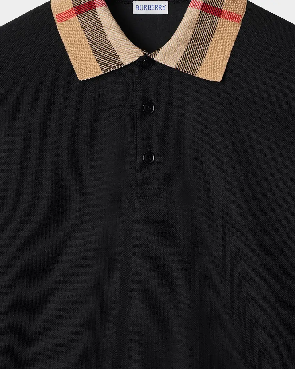 Burberry Men's Cody Cotton Slim Fit Long-Sleeve Check Collar Polo Shirt | Thumbnail 5 Burberry Men's Cody Cotton Slim Fit Long-Sleeve Check Collar Polo Shirt | Thumbnail 5