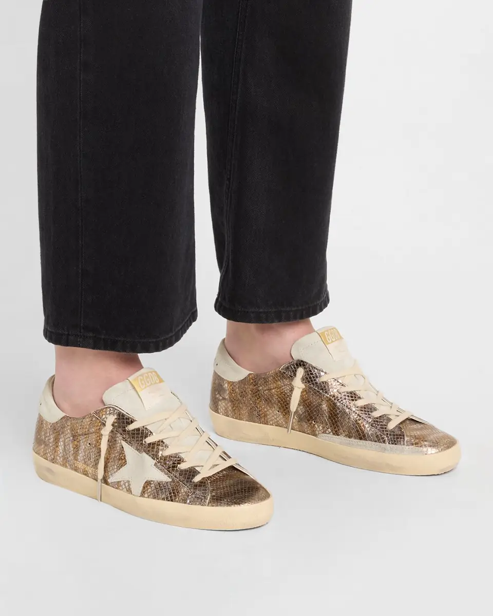 Golden Goose Super-Star Metallic Embossed Low-Top Sneakers | Thumbnail 2 Golden Goose Super-Star Metallic Embossed Low-Top Sneakers | Thumbnail 2