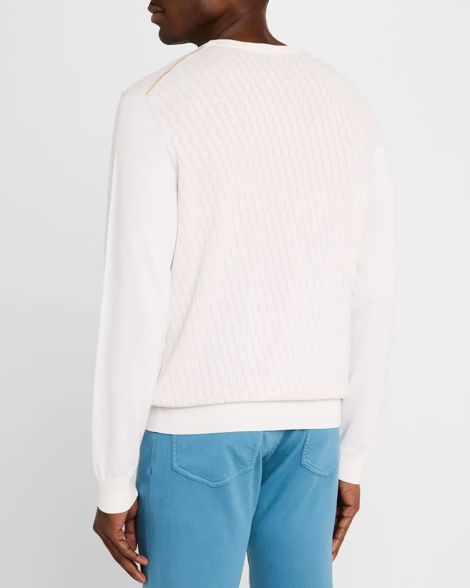 Stefano Ricci Men's Silk and Cotton Crewneck Sweater | Thumbnail 3