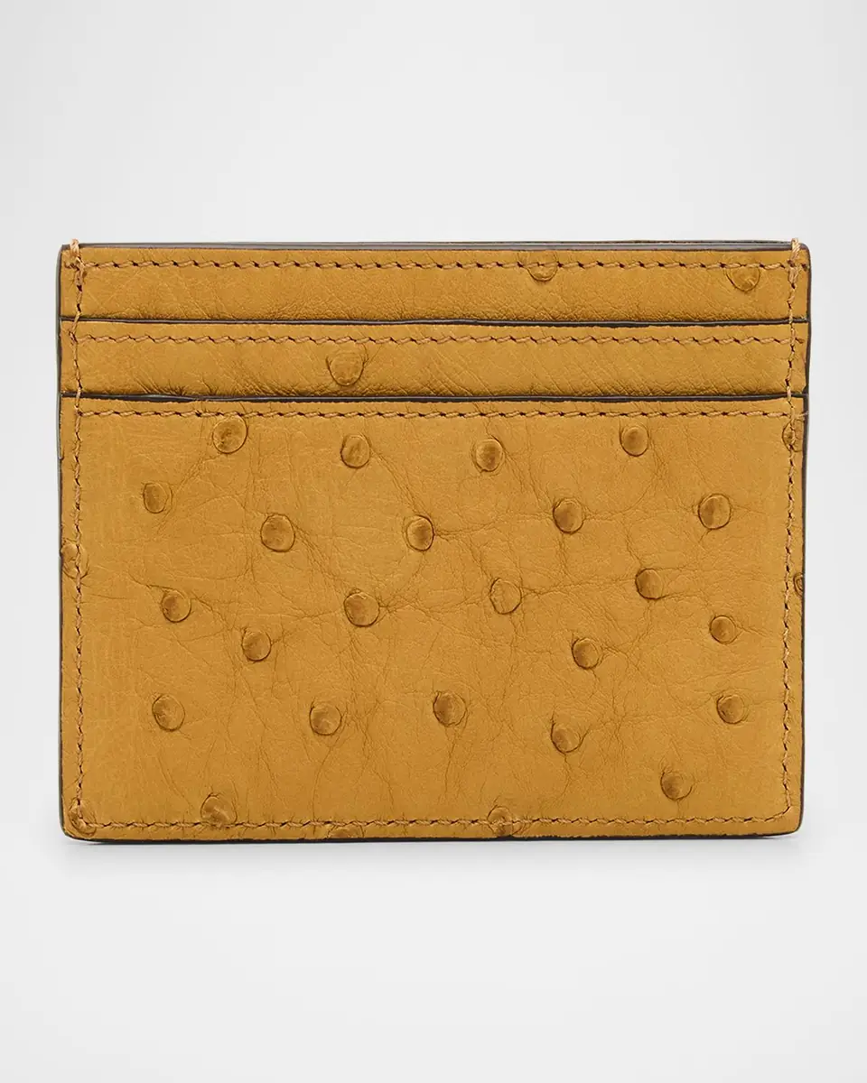 Valentino Garavani Men's Ostrich-Effect VLogo Card Holder | Thumbnail 3 Valentino Garavani Men's Ostrich-Effect VLogo Card Holder | Thumbnail 3