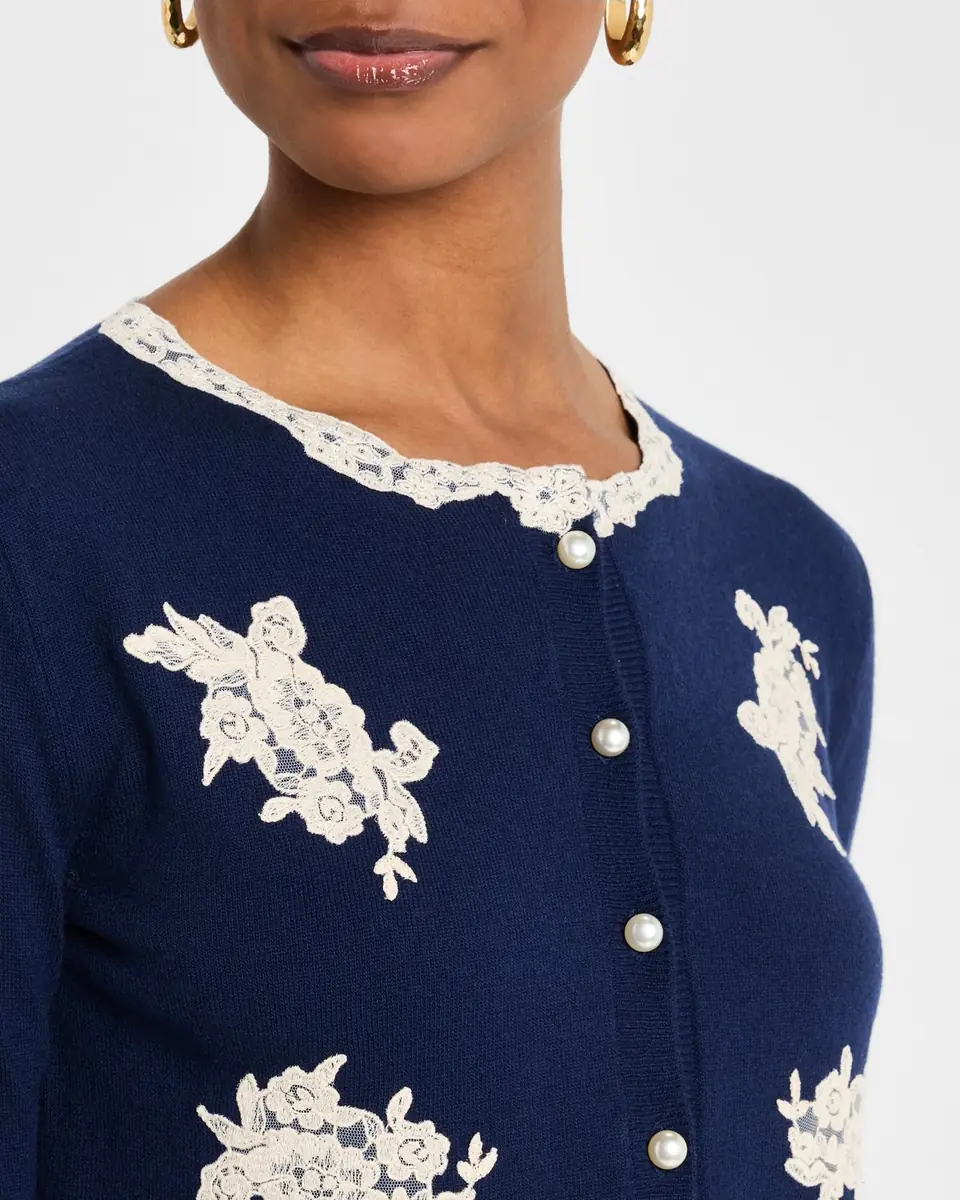 Valentino Garavani Lace Wool Cardigan | Thumbnail 5 Valentino Garavani Lace Wool Cardigan | Thumbnail 5