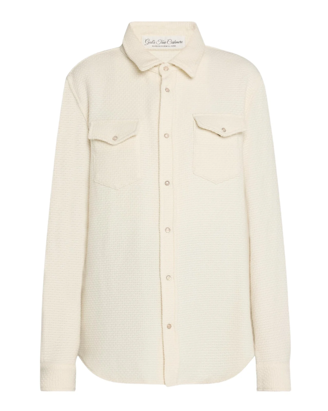 God’s True Cashmere Cashmere Waffle Knit Snap Collared Shirt
