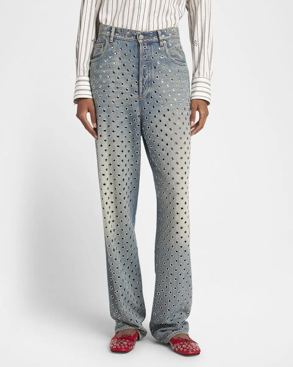 Golden Goose Kim Grommet Sandwash Denim Straight-Leg Jeans | Thumbnail 4 Golden Goose Kim Grommet Sandwash Denim Straight-Leg Jeans | Thumbnail 4