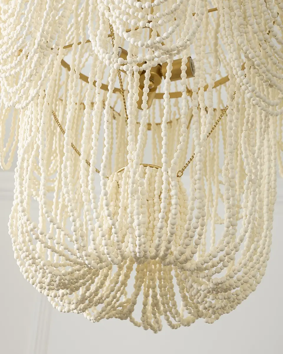 Exclusive Draped Wood Bead 3-Light Chandelier - 42.5" | Thumbnail 6