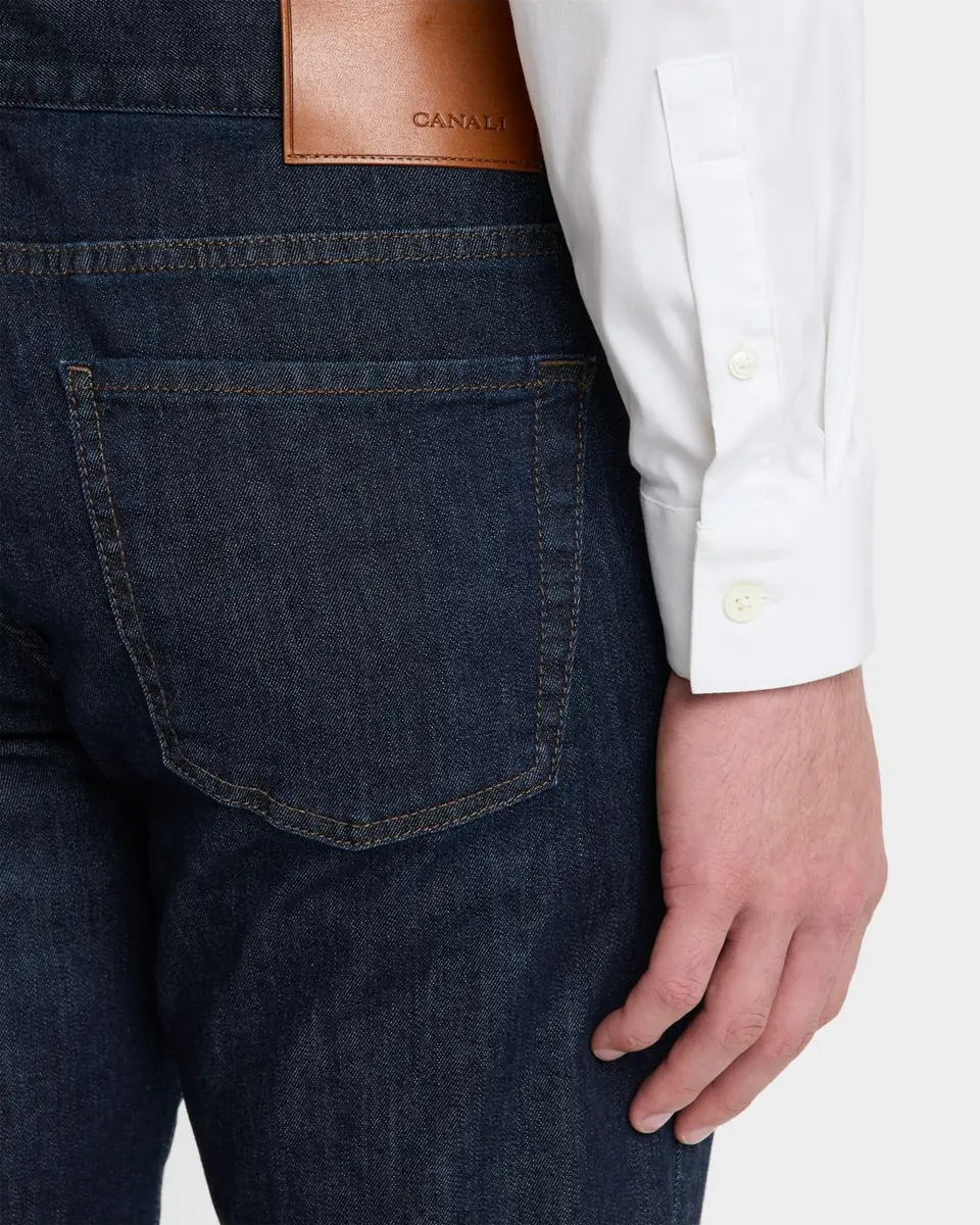 Canali Men's Dark-Wash Soft Touch Denim Jeans | Thumbnail 5