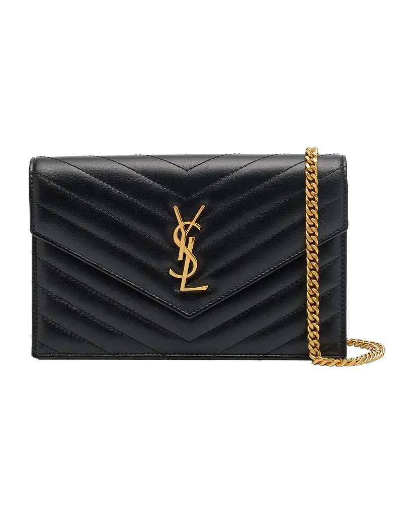 Saint Laurent Cassandre Small YSL Wallet on Chain in Quilted Leather | Image 1 Saint Laurent Cassandre Small YSL Wallet on Chain in Quilted Leather | Image 1