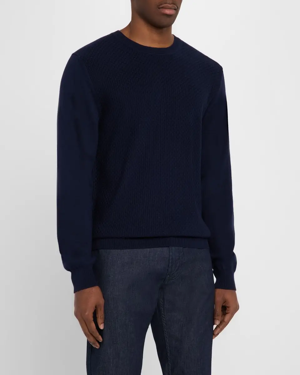 Canali Men's Waffle Crew Sweater | Thumbnail 4