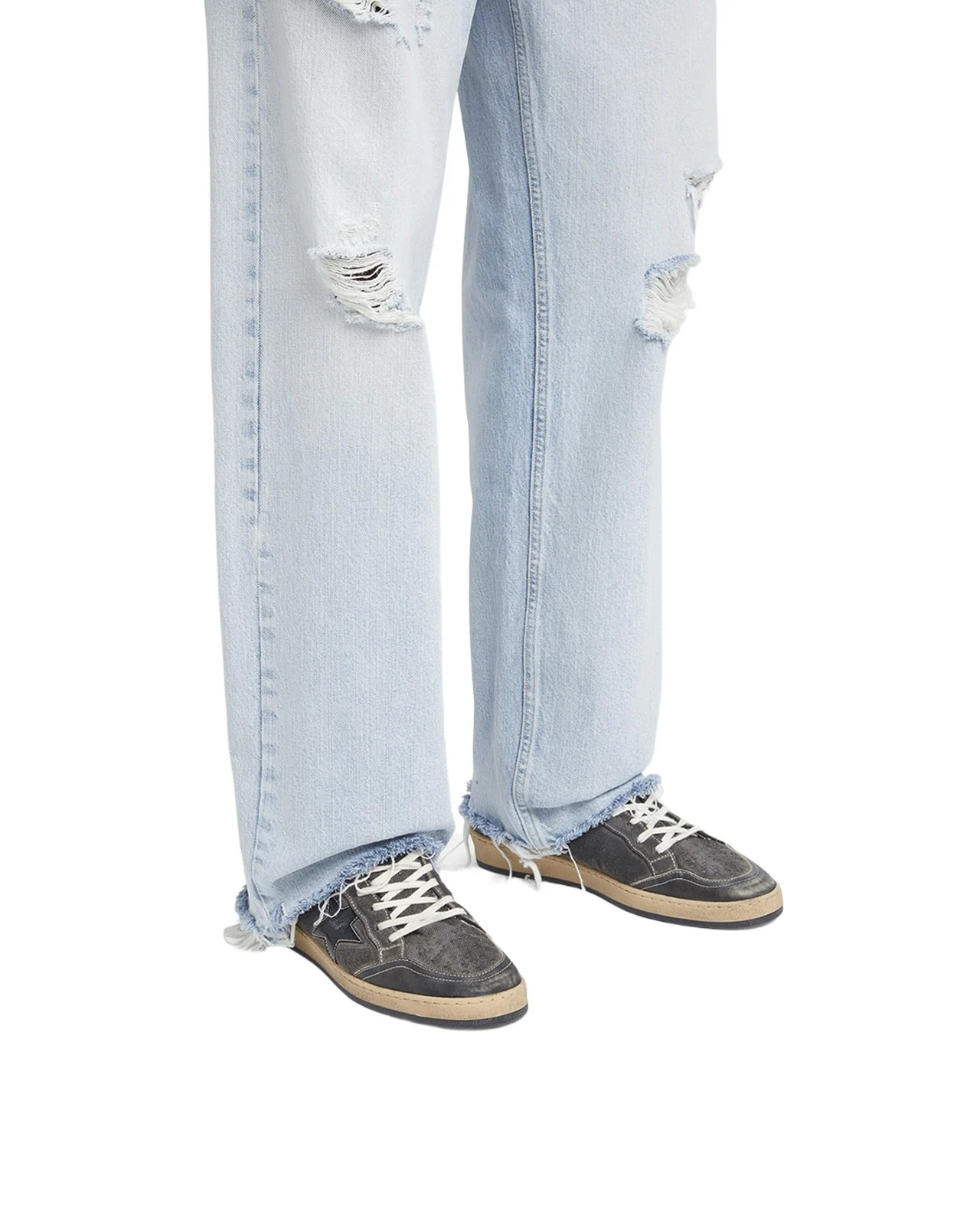 Men's Ball Star Denim and Leather Low-Top Sneakers Men's Ball Star Denim and Leather Low-Top Sneakers