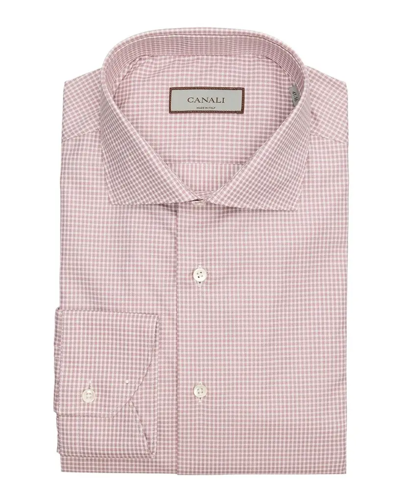 Canali Men's Cotton Micro-Check Dress Shirt | Image 1 Canali Men's Cotton Micro-Check Dress Shirt | Image 1
