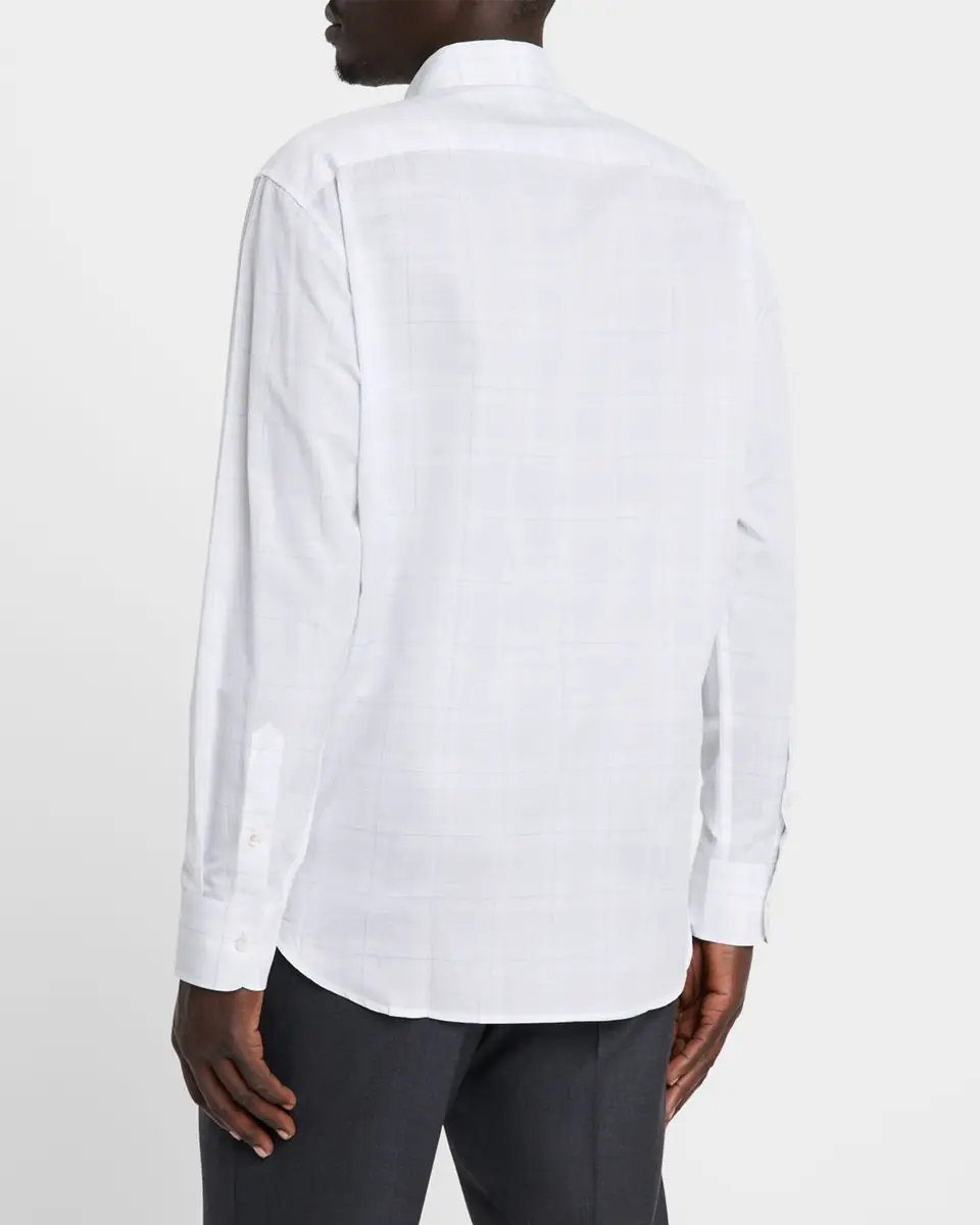 Brioni Men's Cotton and Linen Plaid Sport Shirt | Thumbnail 3