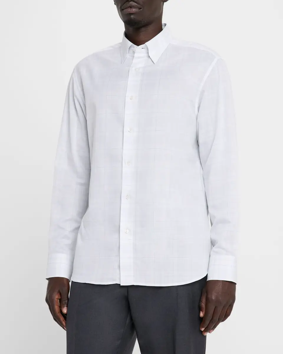 Brioni Men's Cotton and Linen Plaid Sport Shirt | Thumbnail 4