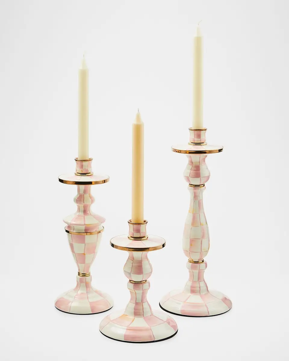 MacKenzie-Childs Rosy Check Medium Candlestick | Thumbnail 2 MacKenzie-Childs Rosy Check Medium Candlestick | Thumbnail 2