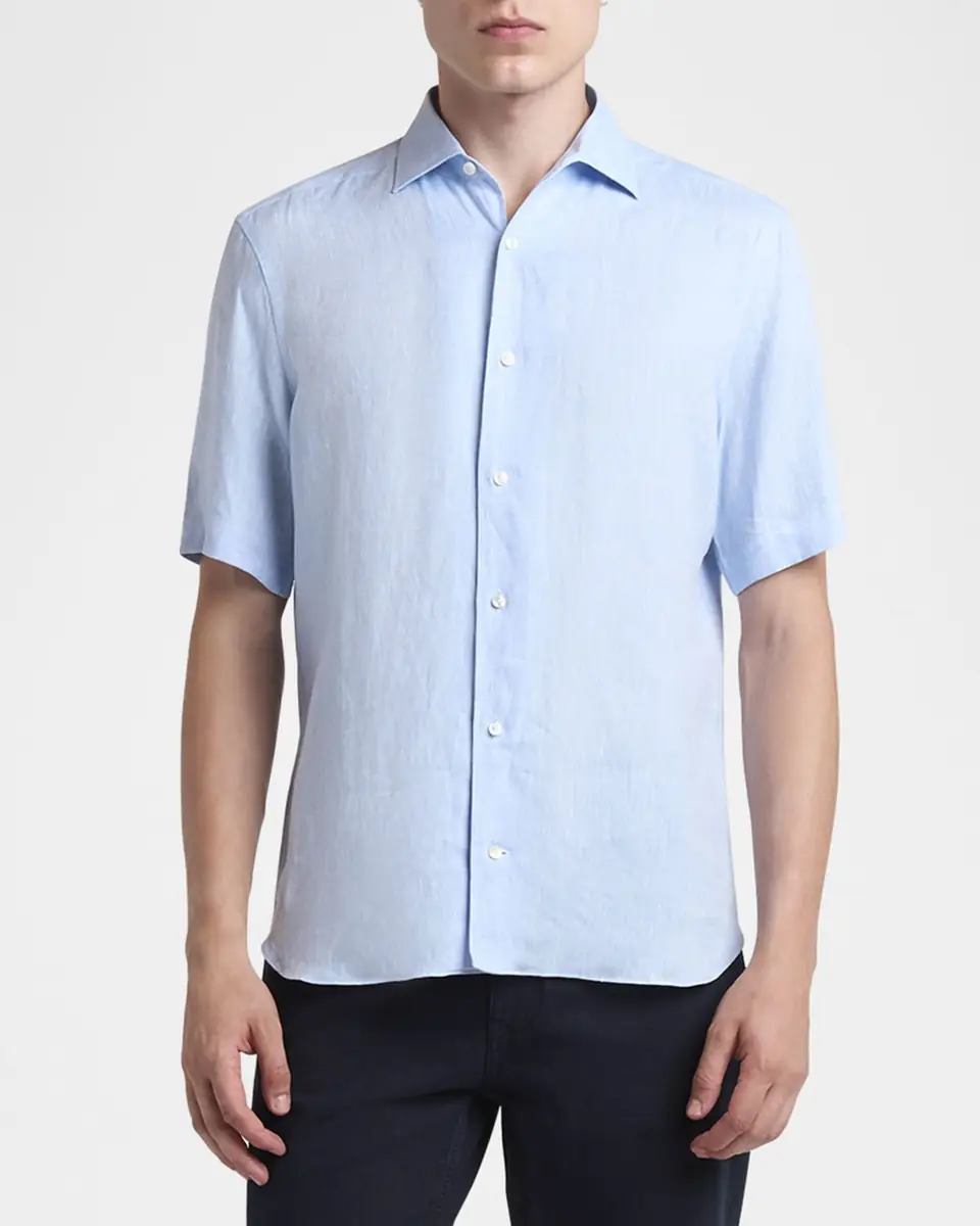 ZEGNA Men's Oasi Lino Sport Shirt | Thumbnail 2
