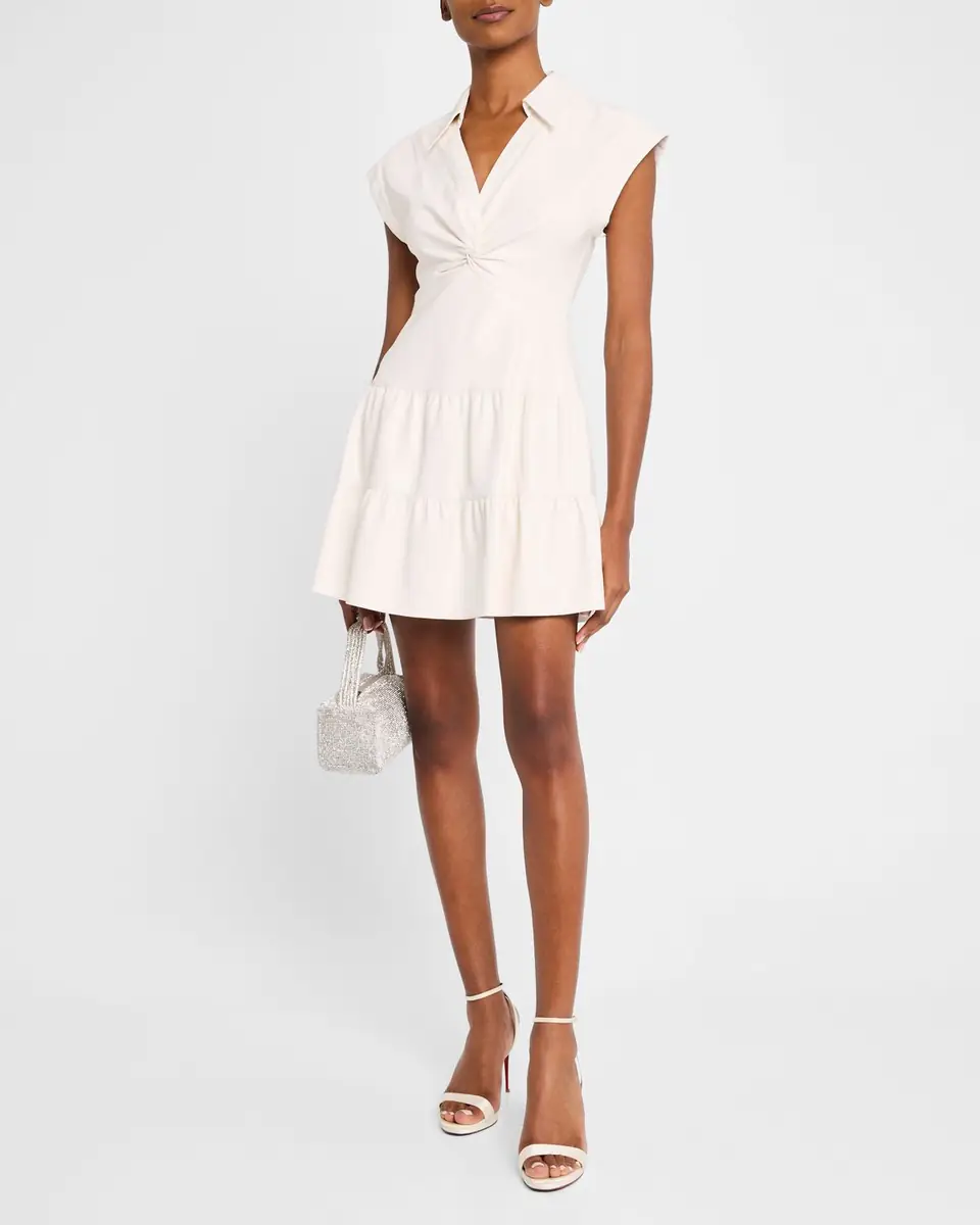Alice + Olivia Mila Vegan Leather Twist-Front Mini Dress | Thumbnail 2 Alice + Olivia Mila Vegan Leather Twist-Front Mini Dress | Thumbnail 2