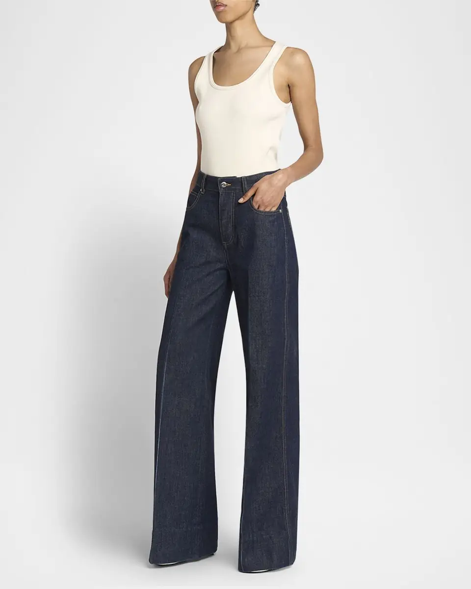 Bottega Veneta Indigo Soft Denim Wide-Leg Palazzo Jeans | Thumbnail 2