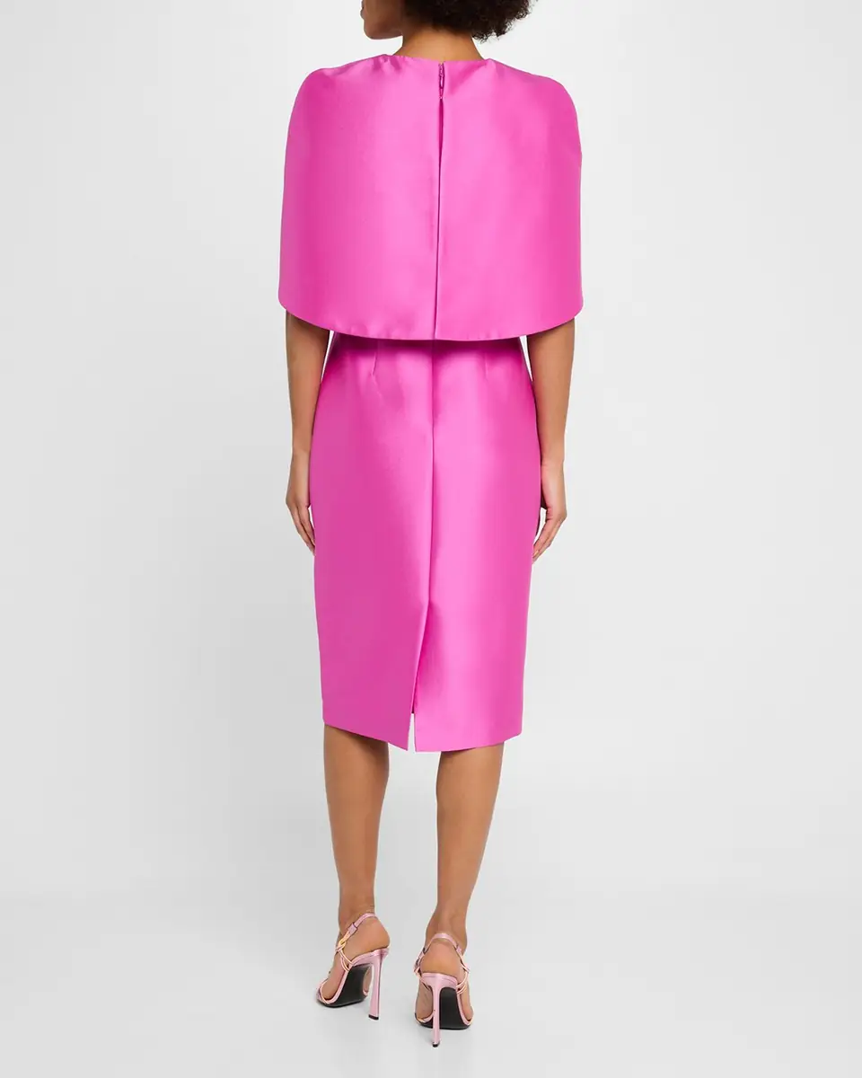 Badgley Mischka Collection Mikado Cape Sheath Dress | Thumbnail 3